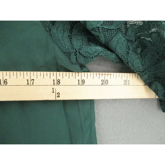 As U Wish Tunic Womens Extra Large Green Lace 1/2 Sleeve Stretch V-Neck NWT - Picture 7 of 10